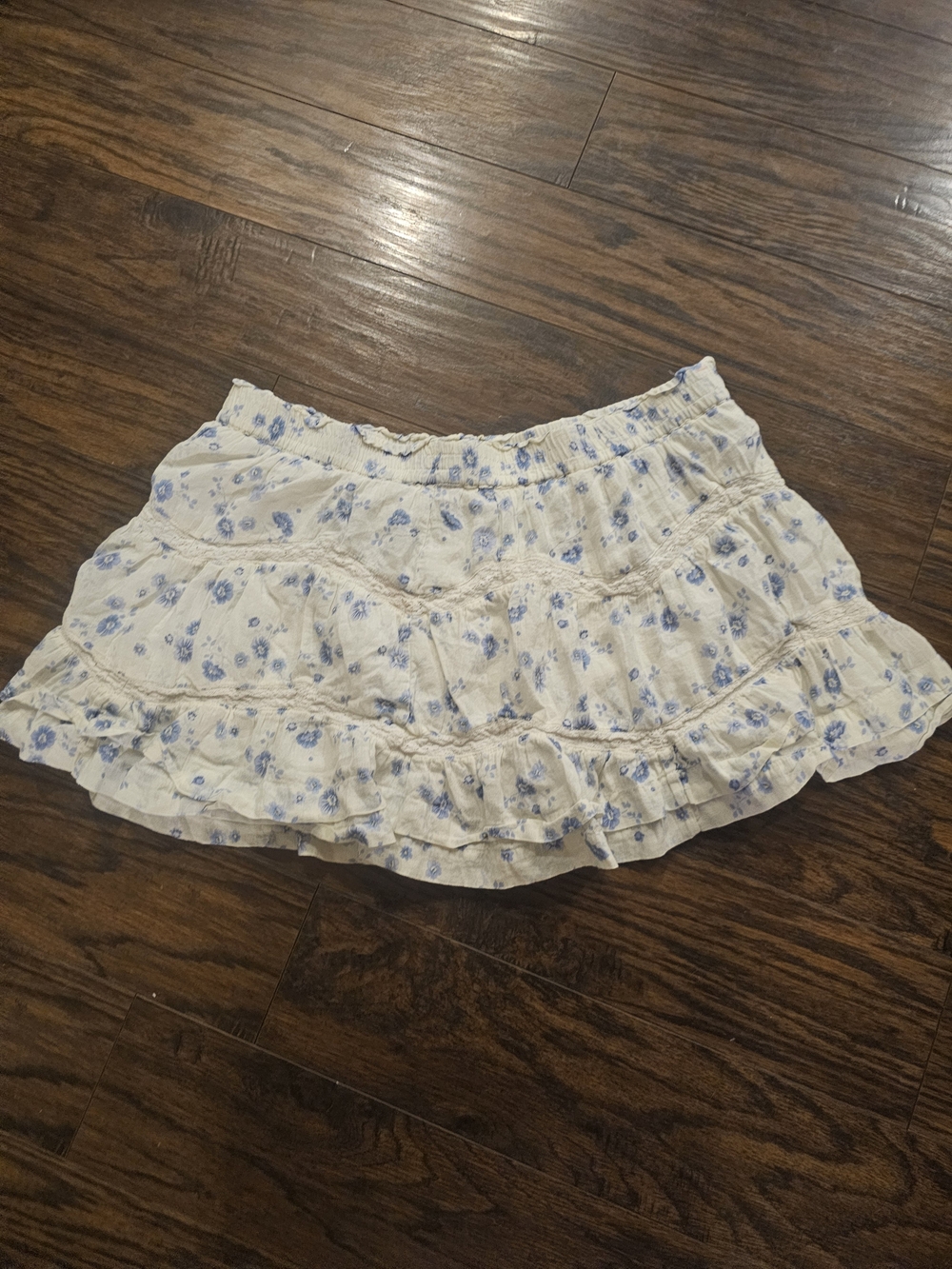 Aeropostale Cream Mini Skirt with Blue Floral Print